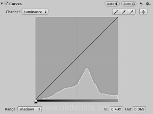 Shadow Curves display – the bottom half of the tonal range is magnified for more accurate editing.